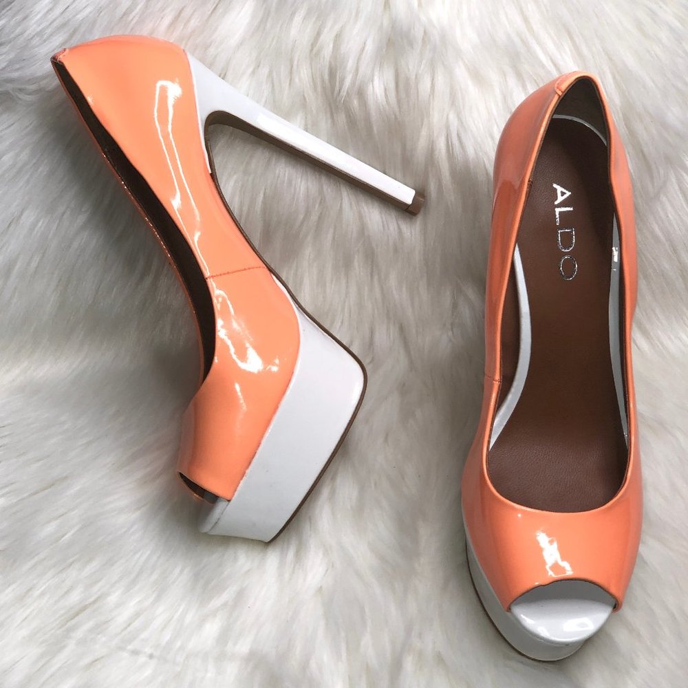 Aldo Palmarol Orange Peep Toe High Heels
